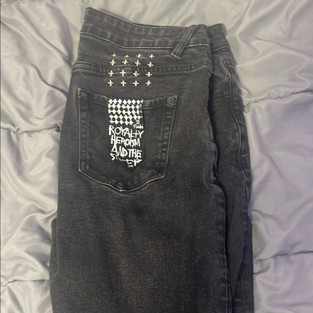Ksubi Black Skinny Jeans with Graphic Design